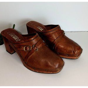 LEATHER BOHEMIAN BROWN CLOGS SIZE 10 B HIPPIE STEVIE NICKS STYLE